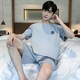 胖东来【商场同款】夏季男士短袖睡衣薄款棉质休闲加大码青少年家居服男宽松套装夏天 D9928 L 男