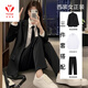 FANAOGE Korean style black suit suit for female college student defense suit black jacket teaching job interview professional formal wear 4-piece suit tie + suit + white shirt + pants M Recommended 95-110 Jin Jin equals 0.5 kg Urgent items will be sent on the same day - contact customer service for SF Express