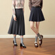 SEIFINI Shifanli classic college style JK deconstructed skirt 2025 autumn new high-waist slim commuting versatile pleated skirt dark gray long skirt S