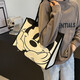 Qiangba Large Capacity Canvas Bag for Women 2025 New Cute Cartoon Shoulder Tote Bag Mummy Bag Outing Travel Tote Bag