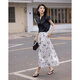 
Demana [Silkly 50D Encrypted Stretch Satin] Summer French Petal Pearl V-neck Shoulder Cover Sleeve Women's Shirt