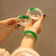Jade bracelet for women with floating flowers, Laokeng ice jade bracelet for women, Burmese ice waxy type positive circle floating sun green jade bracelet, ring opening 55-56mm