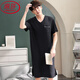 Langsha Summer de camisón para hombres NUEVO PAJAMAS MODAL MODAL MANGO A LA MANGA CORTA SALA VOLUNCIÓN Se puede usar afuera con ropa para el hogar de gran tamaño SMH [844 Flower Grey] 3xl