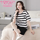 Modal new pajamas women's 2025 summer 100% pure cotton shorts shorts for summer stripes thin style for outdoor wear LS-YZT9848 gray and black stripes shorts suit L Recommended 95-115Jin [Jin equals 0.5 kg]