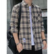 Plaid Casual Shirt mit reinem Square Store Flaggschiff Plaid Hemd Herren Frühling und Herbst langärmeliges Hemd Korean Top Retro K12111 gelbblau L 110-125jin [Jin ist gleich 0,5 kg]