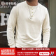 Maden Workwear American Retro Henry Camisa Henry Camiseta de manga larga Camiseta de cuello abierto para hombres con camisa de base de algodón puro Autumn Beige L