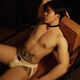 
Gold-wire-edged men's thong modal sexy double-tit lifting hip-hip underwear low waist U-protruding T-trousers Bikini Black M
