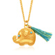 Zokay ancient method golden dun elephant gold pendant foot gold enamel small elephant auspicious luck and blessing elephant pendant gift for girlfriend classic version D12398 about 6.00g more refund less supplement