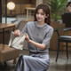 Touch Miss Light Luxury Fashion gefälschter zweiteiliger Pullover für Frauen 2025 Neues, vielseitiges farbblockierender Hemd Pendeln für Frauen Mitglied Gray M.