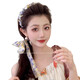 Songchuang Mengyu Pastoral Style Floral Tooth Comb Streamer Headband Women 2025 New Fairy Atmosphere Silk Scarf Braided Hair All-in-One Hair Accessory Floral Streamer Headband Purple Yellow