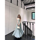 YIOU Gala Annual Meeting Slim Fit Super Fairy Crystal Diamond Chain Large Swing Strap Long Dress 8345 Green M