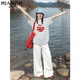 Cotton American pure cotton short-sleeved T-shirt for women in summer 2025 new loose and versatile apple printed round neck five-point sleeve top 29690 white [high quality 20.5] L 100-120Jin [Jin equals 0.5 kg]