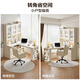 Quanyou Home Cream Style Corner Desk and Bookshelf Combination Small Apartment L-shaped Computer Desk with Storage Cabinet Off-White | Forward Desk Rack