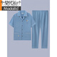 Modal Herren Pyjamas für sommerliche kurzärmelige, reine Baumwolldünne, lockere Plus-Size-Casual Youth Home Clothing Suits können außerhalb der G3884 Blue-Short-Ärmel-Hosen XL getragen werden [Empfohlen 120-140jin [Jin gleich 0,5 kg]]