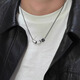 YIBIY2025 latest small waist transfer bead necklace men's trendy high-end pendant men's 520 gift three-circle necklace chain length 55+5cm