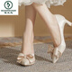 Specht Strass-Bogenhoch Heels Frauen 2025 Neue dicke Ferse Hochzeitsschuhe Haupthochzeitskleid Spitz Zeh Leichte Mund Single-Schuhe Brautjungfern Schuhe im Falle 38 38