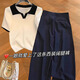 妍莉芬（yanlifen）欧货2025年夏季新款穿搭衣服松弛感白色冰丝t恤裤子两件套装女装 白色上衣+裤子 L 【110-120斤】