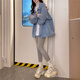 Maishui Design niche furry denim jacket for women in spring and autumn Korean style loose lazy style cardigan top blue L