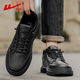 Pull back men's shoes leather panel shoes autumn breathable men's casual leather shoes business commute black shoes men black|2704 water-repellent leather 42
