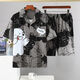 Mu Fengqing pajamas men's summer short-sleeved cartoon teenager junior high school student cardigan home clothes plus fat plus size men's pajamas 6624 short-sleeved suit M standard (high 165100Jin [Jin equals 0.5 kg])