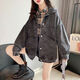 Gu jianmu Ji Qiu Denim Jacket Женская студентка в корейском стиле свободная осенняя куртка большого размера женская джинсовая куртка 9926# стиль картинки [черный] s [Предложение 80--100Jin [Jin равняется 0,5 кг]]]