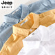 JEEP SPIRIT男士亚麻翻领短袖t恤宽松衬衫领上衣服有带领T棉麻料体恤麻布夏装 yunyi-9711黄色 2XL 155斤左右