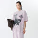 Jiangnan Buyi (JNBY) [same style in the mall] 25 Spring New T-shirt for Women's Fun Cat Print Loose Round Neck Middle Sleeve 5P2112550 671/Gray Powder M