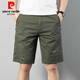 Pierre cardin shorts for men pure. Cotton pinch pants for summer breathable thin elastic waist loose workwear men's beach pants Military green DCR9871 pair XL 90-120Jin [Jin equals 0.5 kg]