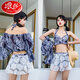 浪莎2025仙女范带袖泳衣女分体比基尼三件套裙式韩版ins保守学生泳装 12109红色牛奶丝 L 均码