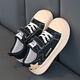 Pull back children's canvas shoes boys low-cut sneakers girls breathable lightweight casual shoes TH1881A black 33
