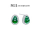 Chao Acer Light Chasing Gourd Round Jadeite S925 Silver Earrings Women's Silver Earrings Ice Type Gift for Girlfriend's Birthday Gourd One Pair Contains Silicone Ear Plugs