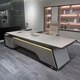Hanjitang Yu light luxury boss desk office desk ebony leather high-end president desk tables and chairs simple modern executive desk office furniture 2.4 meters boss desk