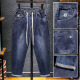 
Bao Qiaoxu summer jeans men's elastic waist high elastic loose fit casual pants men's Korean style trendy trousers 3883 black regular 29 106-115Jin [Jin equals 0.5 kg]