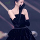 Japanese Reba same style long gloves velvet wedding dress bride taking photos French Hepburn style retro performance etiquette Black Reba same style velvet length
