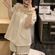 
Shantoulin Village summer pure cotton suspender pajamas for women 2024 new sexy pure and sexy style one-shoulder short-sleeved girl suit home clothes 12346 pocket kitten M