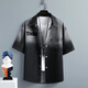 Woodpecker (TUCANO) summer denim short-sleeved shirt for men casual loose gradient work jacket thin five-point half-sleeved versatile shirt 10738-T698 black XL (about 130-150Jin [Jin equals 0.5 kg] wearable)