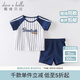 戴维贝拉（DAVE＆BELLA）夏装男童套装女童衣服儿童服装婴幼儿夏季宝宝卡通休闲短袖两件套 蓝白条纹DBM14108 110cm(5Y（建议身高100-110cm))