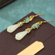 Little Silversmith Hetian Jade S925 Silver Magnolia Earrings Women's Enamel Lotus New Chinese Style Earrings Earrings Birthday Gifts