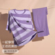 
Cat man 100% pure cotton pajamas for women in summer short-sleeved trousers casual loose women's home clothes large size can be worn out for outfits 671 purple L [recommended 100-120 Jin [Jin equals 0.5 kg]]