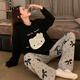
Yalu new pajamas for women in spring and autumn summer long-sleeved cute student dormitory pure and beautiful home clothing set KT-16803-Sesame Street L [Suggested 100-120Jin [Jin equals 0.5 kg]]
