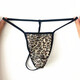 Slap type one piece men's thong ice silk thin translucent sexy boys low waist high elastic T-type underwear leopard print