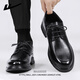 Huili official leather shoes men's summer breathable formal shoes British style derby shoes men's black 42
