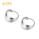 Lao Fengxiang's classic glossy white earrings, solid silver plain hoop earrings, sterling silver as a birthday gift for mother-in-law on anniversary, solid silver glossy earrings (approximately 2.5g)