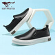 Siete zapatos de cuero de lobo para hombres en verano, frijoles de cuero genuino, livianos y transpirables zapatos de tablero informal de un pie de punta gruesa zapatos de masa de masa de vaca negro 9859 42