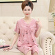 
Victoria's style middle-aged mother pajamas for women in summer pure cotton short-sleeved home clothes middle-aged and elderly thin cropped pants two-piece set Y3937 3XL