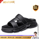 NEWMDER slippers for men wearing high-value summer breathable 2025 new thick sole and flip-flop soft-soled sandals for men high-end black (spot speed) 38 (240mm)