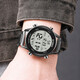Shinuoke Stahlgürtel Sport Elektronische Uhr wasserdichte Multifunktion mit großer Leuchtschriften Mode -Modedesign zweiter Wecker 9858 Schwarz