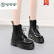 Woodpecker Estilo británico Botas de martin negras de suela gruesa para mujeres 2025 Nuevas parejas de primavera y otoño de cuero de ocho hoyos Botas cortas Black 38