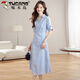 Woodpecker (TUCANO) college style striped shirt dress for women 2025 summer new fashion French temperament beautiful long skirt striped L