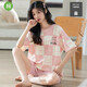 Zhewei's new summer pure cotton pajamas women's suit with chest pads short sleeves shorts girls two-piece home clothes can be worn outside cke-w6172-1 M